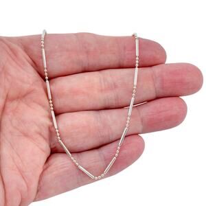Vintage Italian Sterling Silver 925 Bar Dot Link Chain Necklace 18"